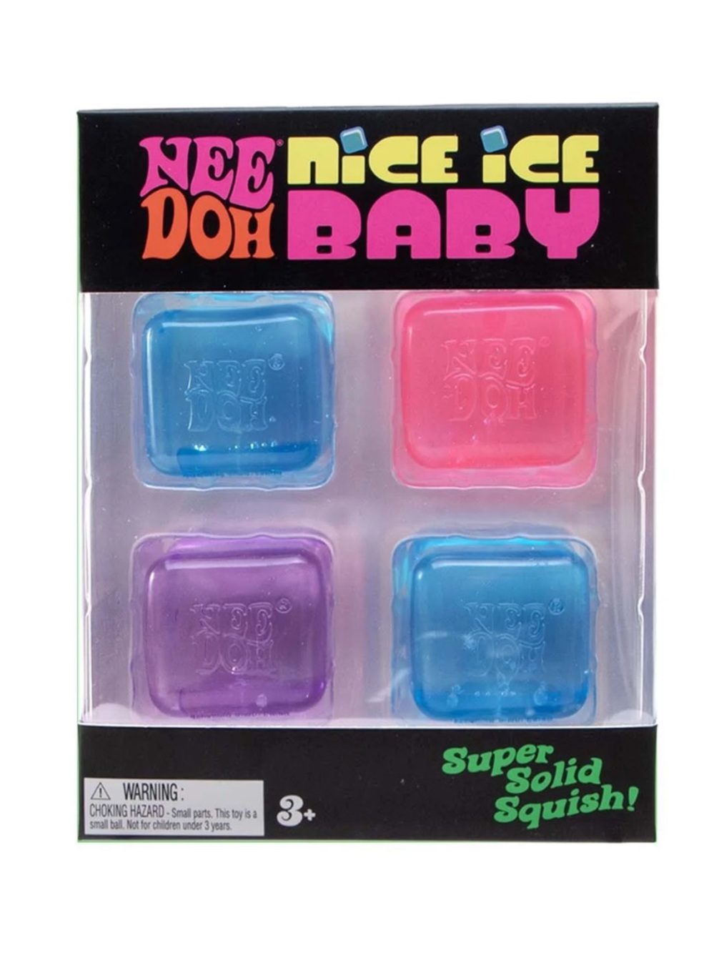 Nee Doh Nice Ice Baby Super Solid Squish - Pink, Blue, Purple